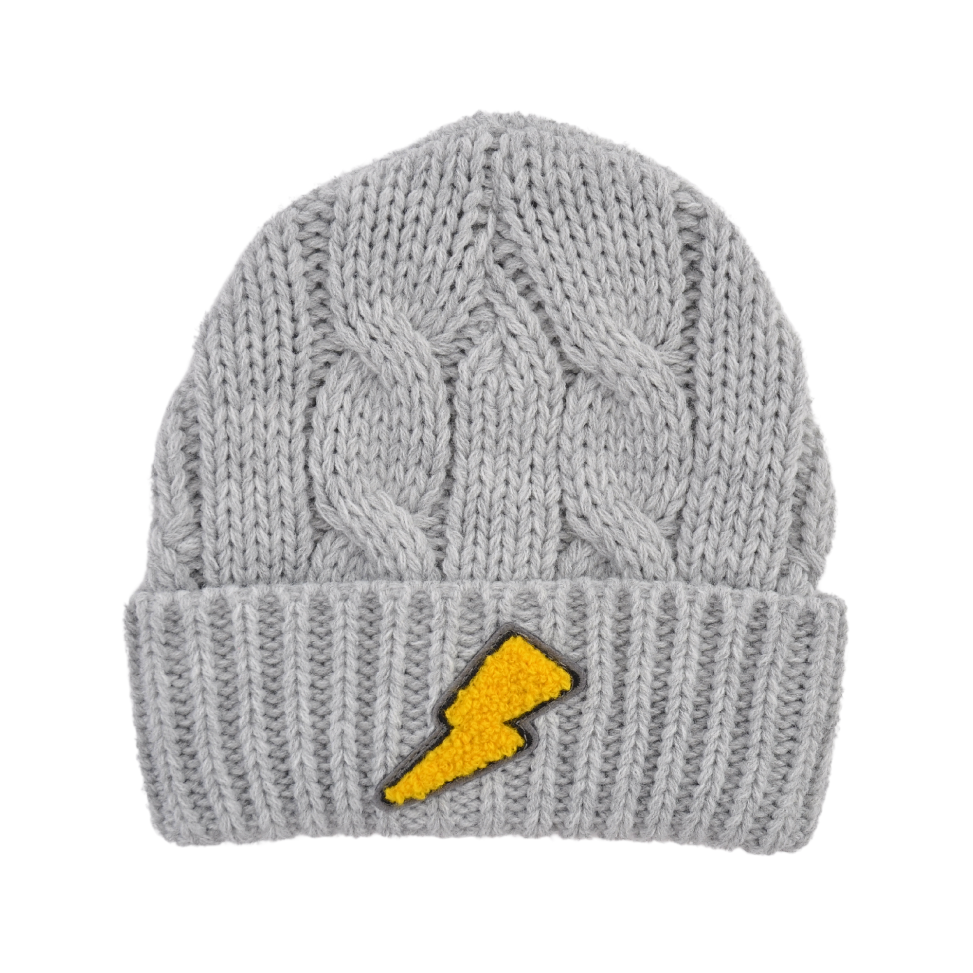 Winter Beanie - Cable Fisherman Grey Bolt